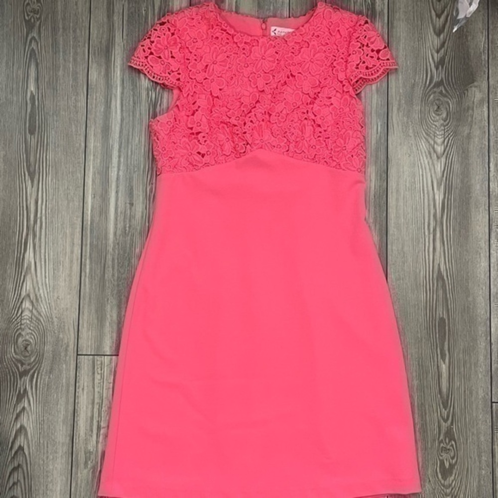 NANETTE LEPORE Short Sleeve Embroidered Dress in Pink | Size 6